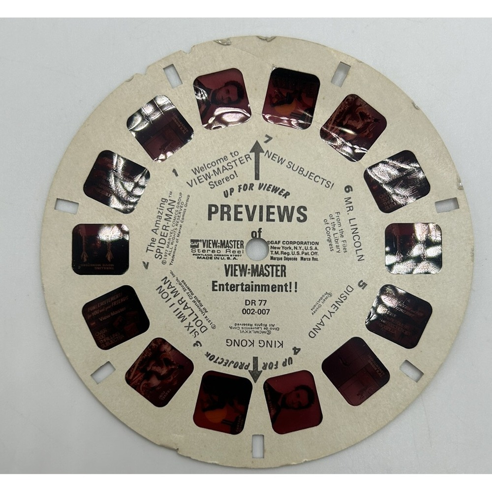 GAF View-Master‎ 1977 Previews Viewmaster Reel Vintage King Kong Disneyland Reel
